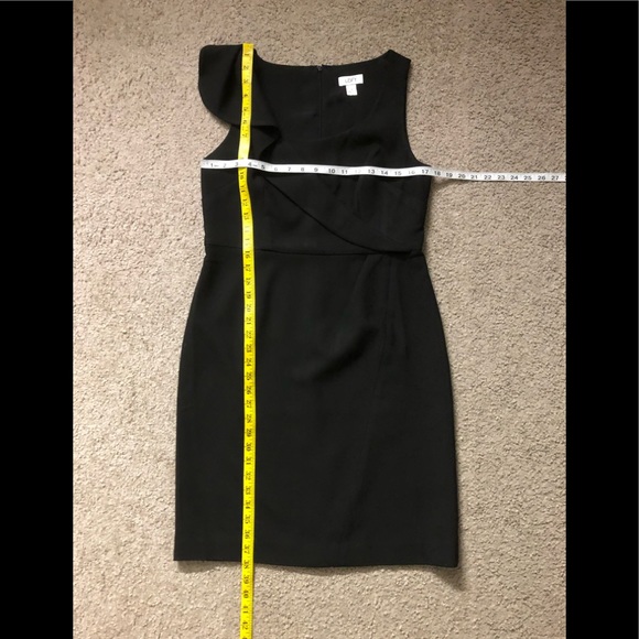 Ann Taylor Loft Dress Sz 8 Ruffle Neck Black Pencil Straight - Picture 4 of 11